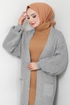 Cardigan Knitwear Dress 2121HBS932-M Grey&Latte - Thumbnail