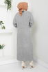 Cardigan Knitwear Dress 2121HBS932-M Grey&Latte - Thumbnail