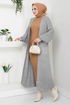 Cardigan Knitwear Dress 2121HBS932-M Grey&Latte - Thumbnail