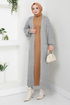 Cardigan Knitwear Dress 2121HBS932-M Grey&Latte - Thumbnail