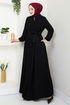 Ceinturée Hijab Ferace 1004ESL1097-L Noir - Thumbnail