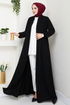 Ceinturée Hijab Ferace 1004ESL1097-L Noir - Thumbnail