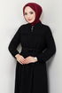 Ceinturée Hijab Ferace 1004ESL1097-L Noir - Thumbnail