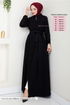 Ceinturée Hijab Ferace 1004ESL1097-L Noir - Thumbnail