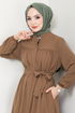 Ceinturée Hijab Ferace 1004ESL1097-L Taba - Thumbnail