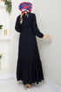 Ceinturée Jeans Robe 25022MTS1095-L Noir - Thumbnail