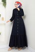 Ceinturée Jeans Robe 25022MTS1095-L Noir - Thumbnail