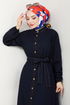 Ceinturée Jeans Robe 25022MTS1095-L Noir - Thumbnail