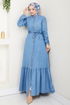 Ceinturée Jeans Robe 25022MTS1095-L Ouvert Jeans - Thumbnail