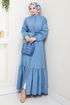 Ceinturée Jeans Robe 25022MTS1095-L Ouvert Jeans - Thumbnail