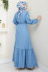 Ceinturée Jeans Robe 25022MTS1095-L Ouvert Jeans - Thumbnail