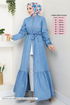 Ceinturée Jeans Robe 25022MTS1095-L Ouvert Jeans - Thumbnail