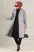 Ceinturée Manteau MSS5066 Gris - Thumbnail