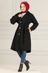 Ceinturée Manteau MSS5066 Noir - Thumbnail