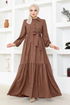 Ceinturée Robe BS3025 Marron - Thumbnail