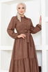 Ceinturée Robe BS3025 Marron - Thumbnail