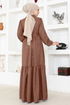 Ceinturée Robe BS3025 Marron - Thumbnail