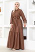 Ceinturée Robe BS3025 Marron - Thumbnail