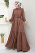 Ceinturée Robe BS3025 Marron - Thumbnail