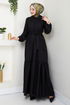 Ceinturée Robe BS3025 Noir - Thumbnail