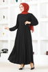 Ceinturée Robe BS9897 Noir - Thumbnail