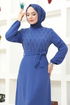 Ceinturée Robe CE117 Indigo - Thumbnail