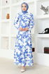 Ceinturée Robe CFN4474 Indigo - Thumbnail