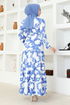 Ceinturée Robe CFN4474 Indigo - Thumbnail