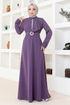 Ceinturée Robe de soirée DS5326 Lilas - Thumbnail