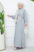 Ceinturée Robe de soirée EFS 546 Gris - Thumbnail