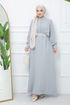 Ceinturée Robe de soirée EFS 546 Gris - Thumbnail