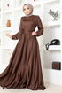 Ceinturée Robe de soirée FIN5599 Marron - Thumbnail