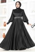 Ceinturée Robe de soirée LM 5987 Noir - Thumbnail