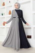 Ceinturée Robe de soirée LM2685 Gris - Thumbnail