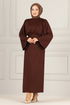 Ceinturée Robe FIN5439 Marron - Thumbnail