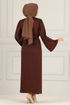 Ceinturée Robe FIN5439 Marron - Thumbnail