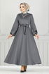 Ceinturée Robe FIN5565 Anthracite - Thumbnail