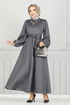 Ceinturée Robe FIN5565 Anthracite - Thumbnail