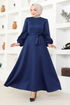 Ceinturée Robe FIN5565 Bleu marine - Thumbnail