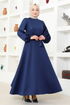 Ceinturée Robe FIN5565 Bleu marine - Thumbnail