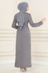 Ceinturée Robe Gris MM2558 - Thumbnail