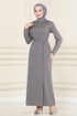 Ceinturée Robe Gris MM2558 - Thumbnail