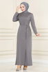 Ceinturée Robe Gris MM2558 - Thumbnail