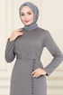 Ceinturée Robe Gris MM2558 - Thumbnail