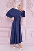 Ceinturée Robe Indigo FIN5301 - Thumbnail