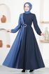 Ceinturée Robe Indigo LM2549 - Thumbnail