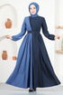 Ceinturée Robe Indigo LM2549 - Thumbnail