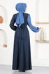 Ceinturée Robe Indigo LM2549 - Thumbnail