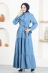 Ceinturée Robe LM 1554 Bleu - Thumbnail