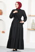 Ceinturée Robe LM 1554 Noir - Thumbnail